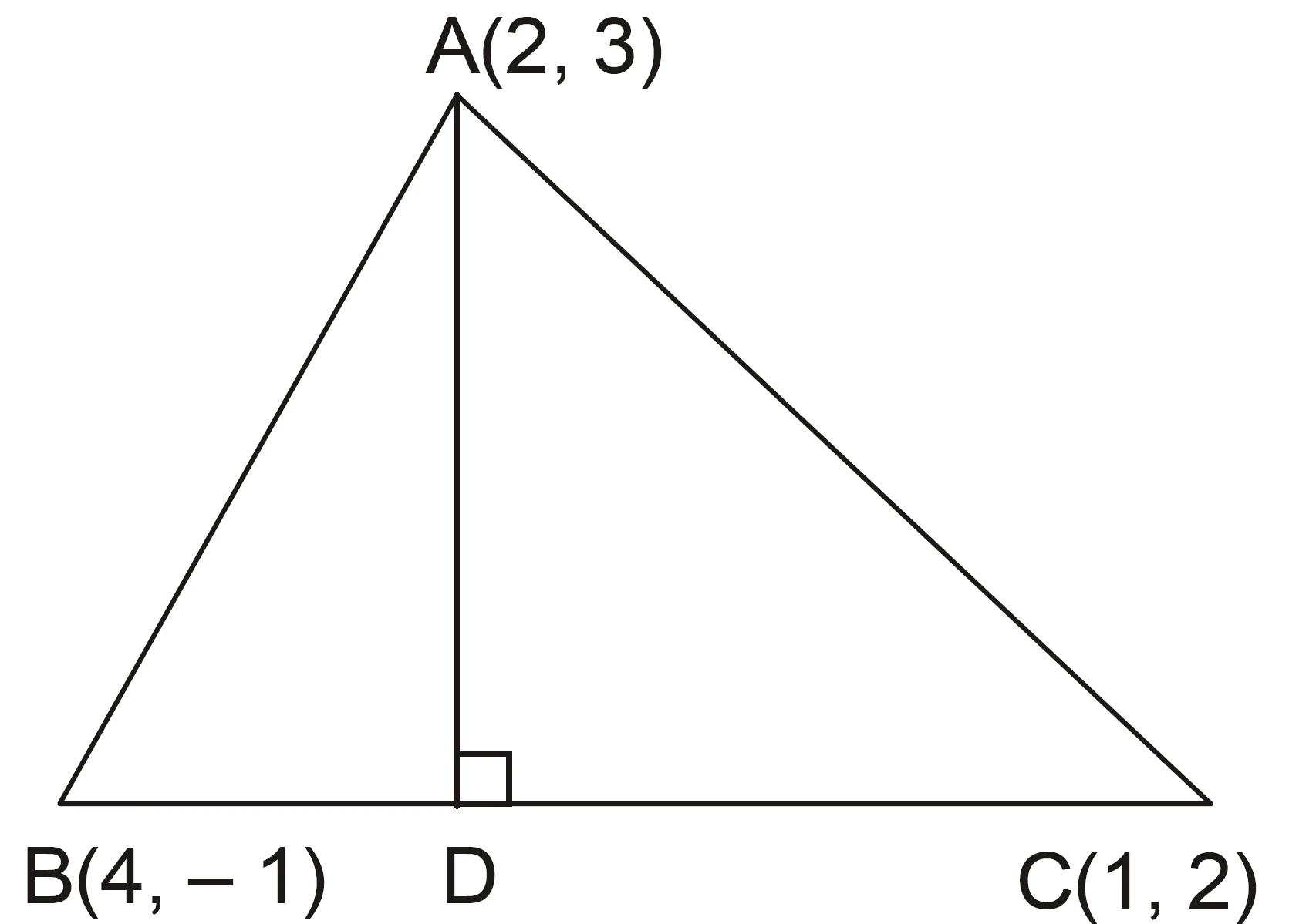 Ncert question 16 :  in triangle abc with a(2,3), b(4,-1), c(1,2) Ncert question 16 :  in triangle abc with a(2,3), b(4,-1), c(1,2)