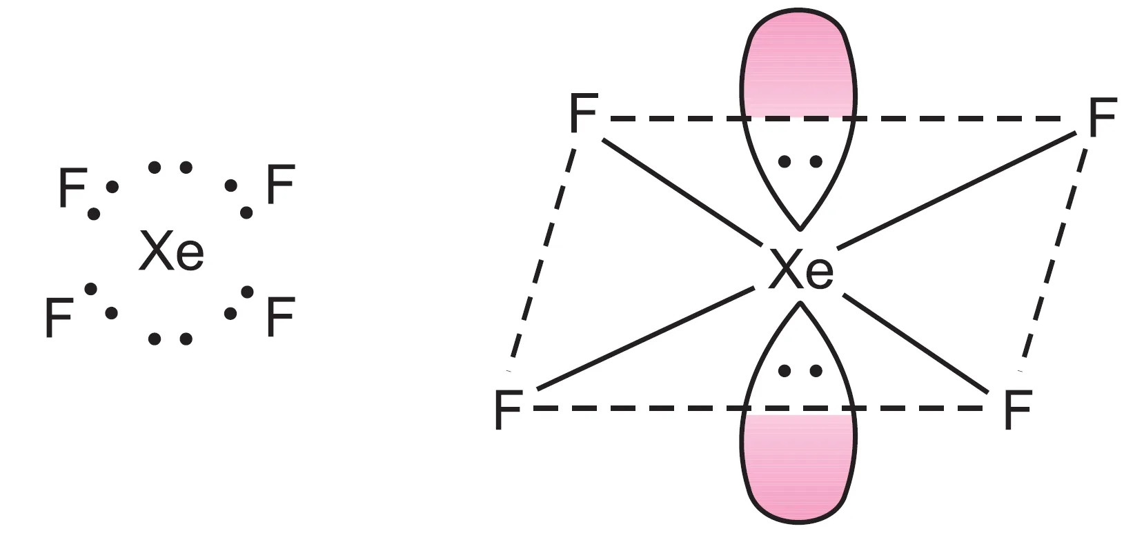 Shape of xef4 (xenon tetrafluoride) molecule : octahedral geometry Shape of xef4 (xenon tetrafluoride) molecule : octahedral geometry