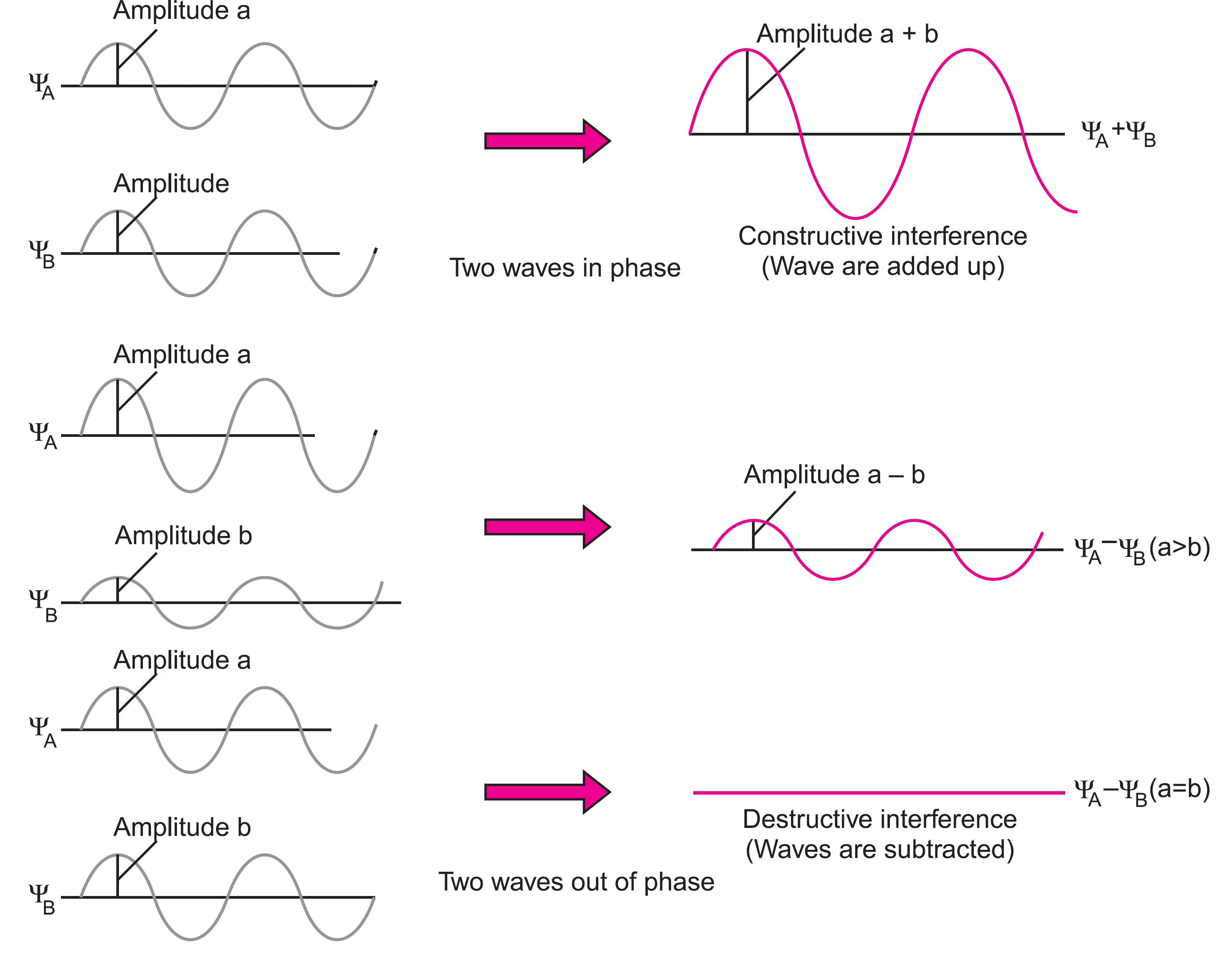 Constructive and destructive interference of waves. Constructive and destructive interference of waves.