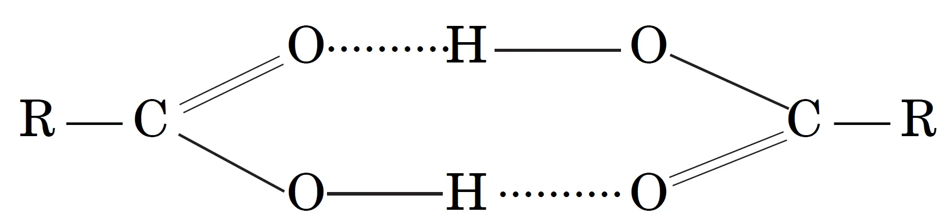 Carboxylic acids (rcooh) form dimers even due to hydrogen bonding Carboxylic acids (rcooh) form dimers even due to hydrogen bonding