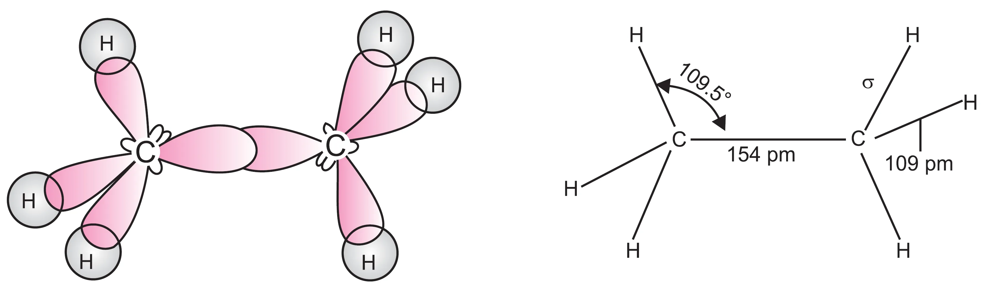 Ethane (c2h6) exhibit sp3 hybridisation